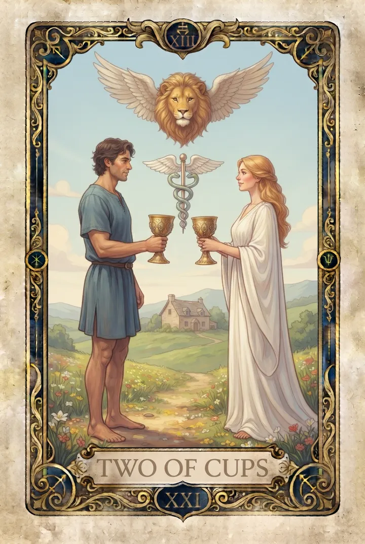 שתיים גביעים, Two of Cups