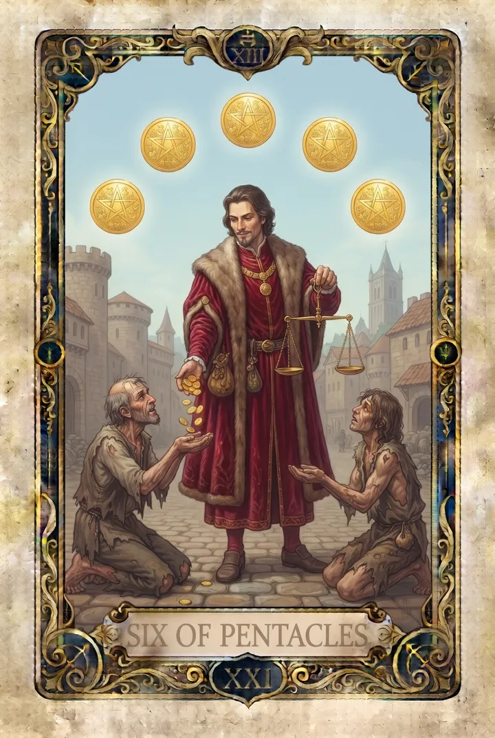 שש מטבעות, Six of Pentacles