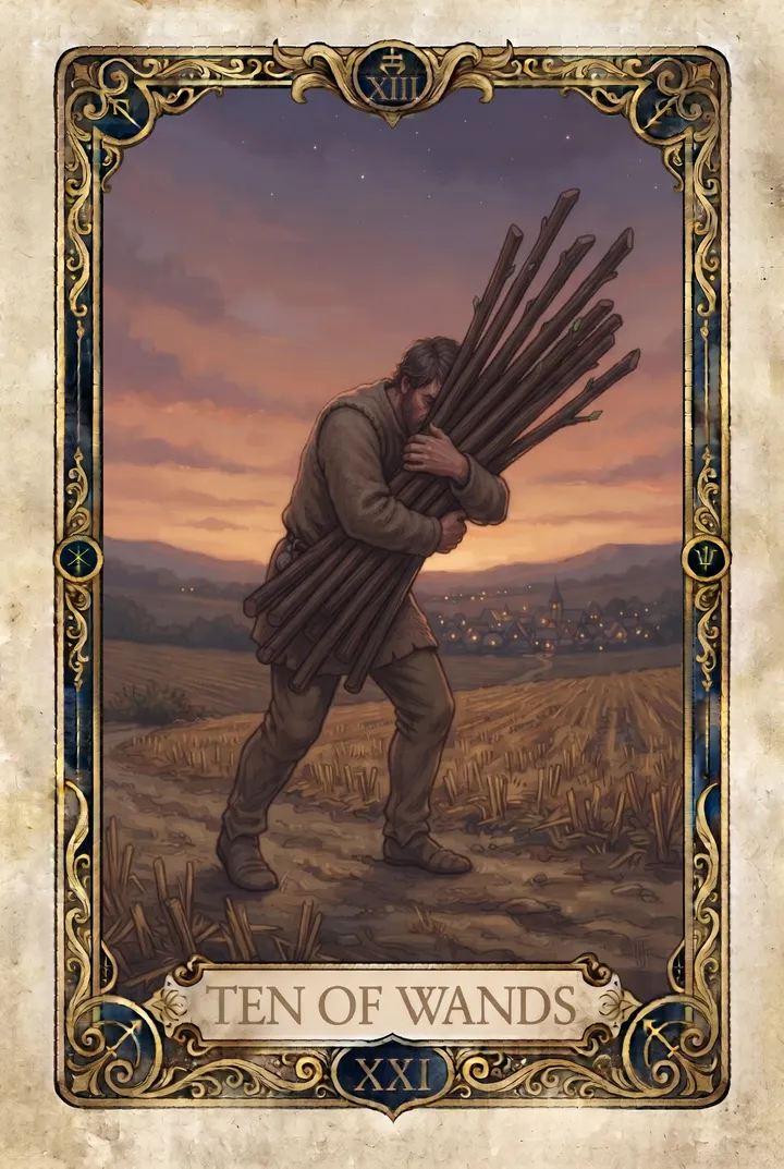 עשר שרביטים, Ten of Wands