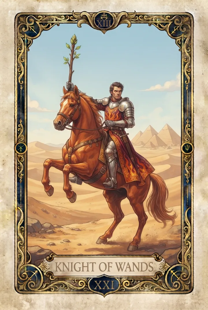 אביר שרביטים, Knight of Wands