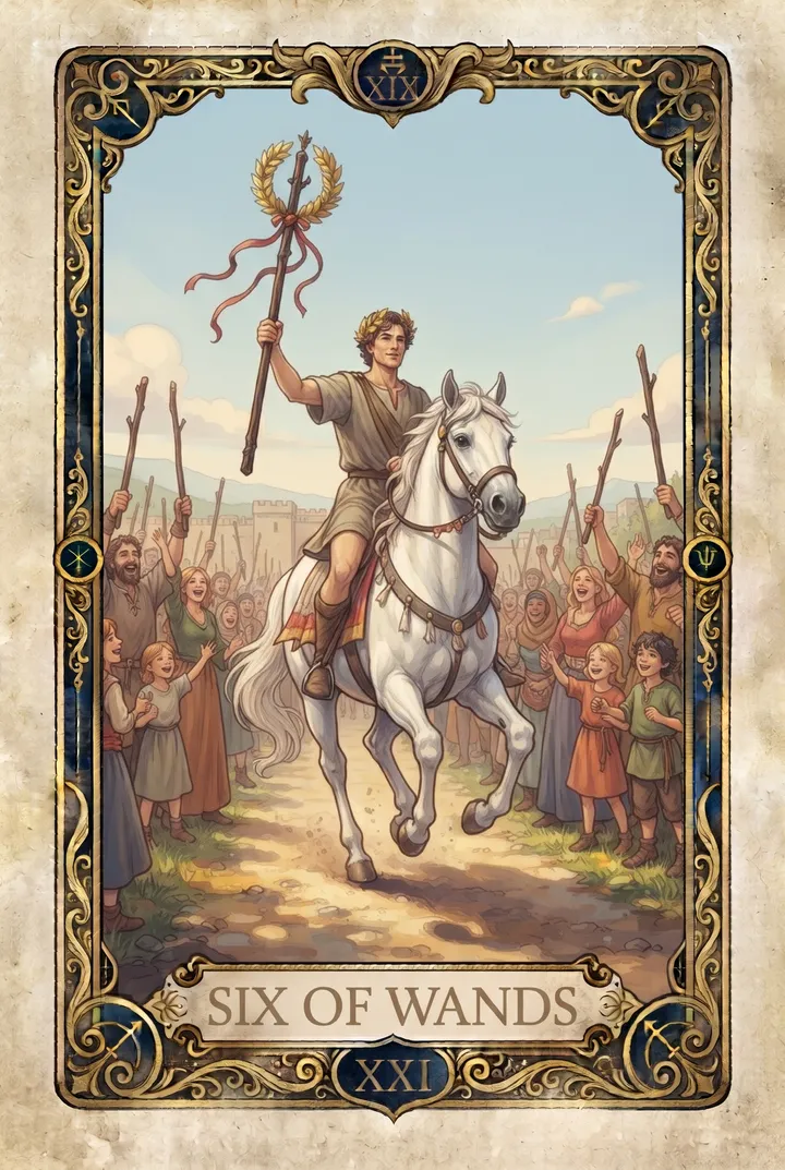 שש שרביטים, Six of Wands