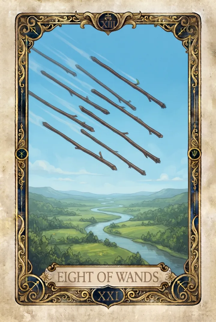 שמונה שרביטים, Eight of Wands